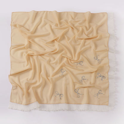 Wholesale Pearl Bow Chiffon Hijab Ruffle Edges Square Luxury Modest Scarf Shawl
