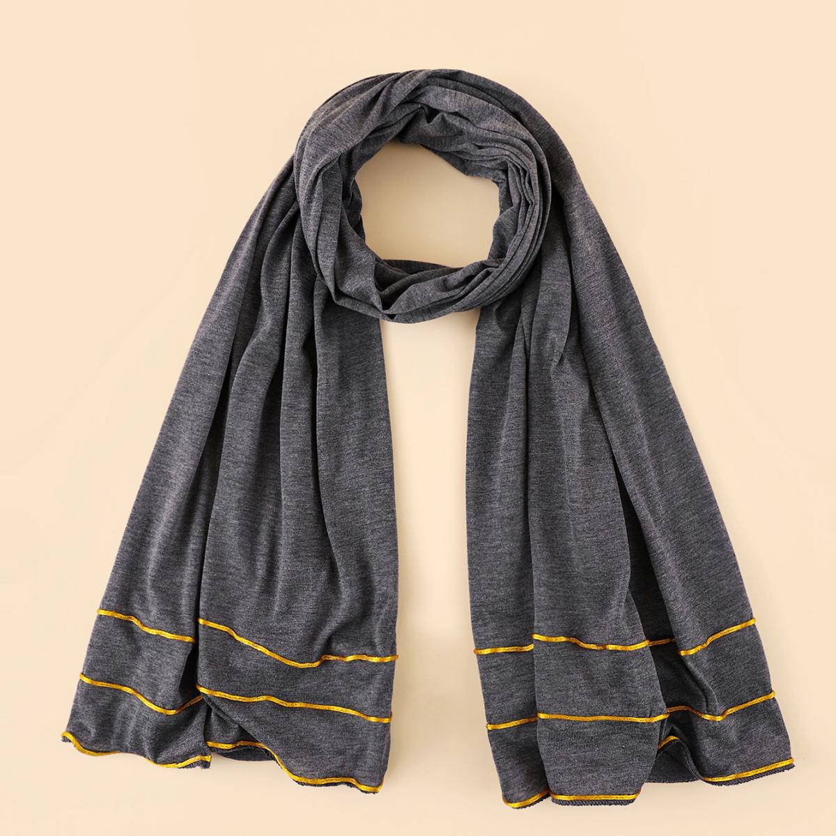 Wholesale Premium Jersey Hijab Ruffled Gold Edge Modest Scarf