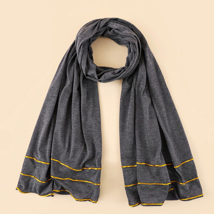 Wholesale Premium Jersey Hijab Ruffled Gold Edge Modest Scarf