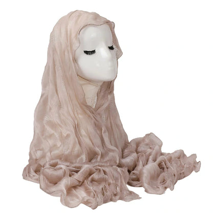 Wholesale Premium Ruffle Edge Pleated Hijab Lightweight Crinkle Textured Scarf