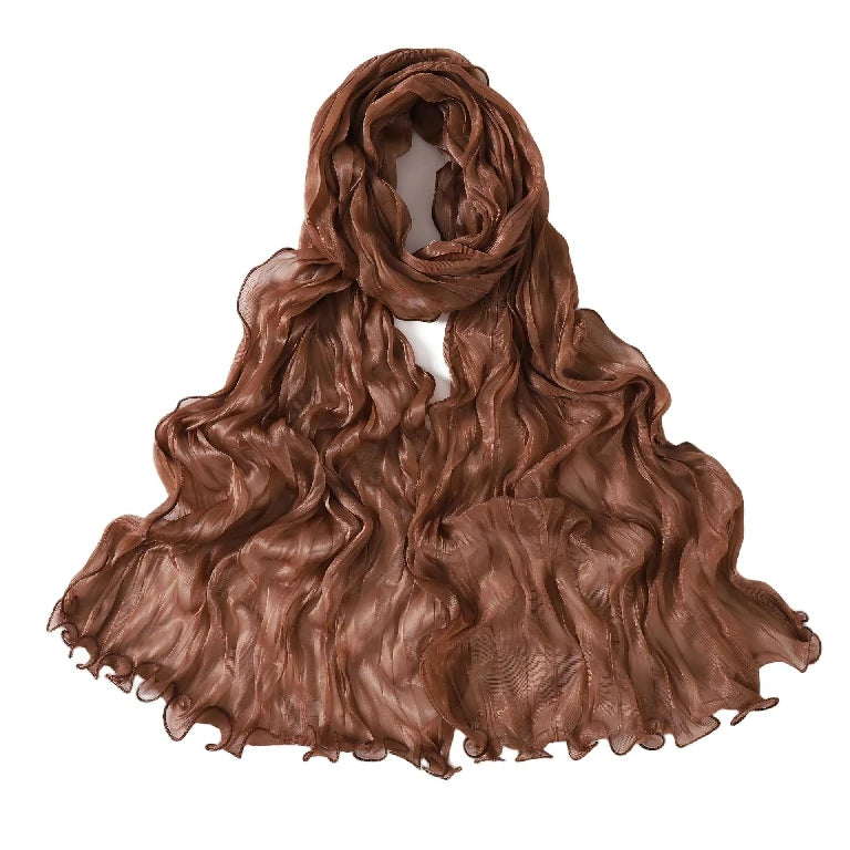Wholesale Premium Ruffle Edge Pleated Hijab Lightweight Crinkle Textured Scarf