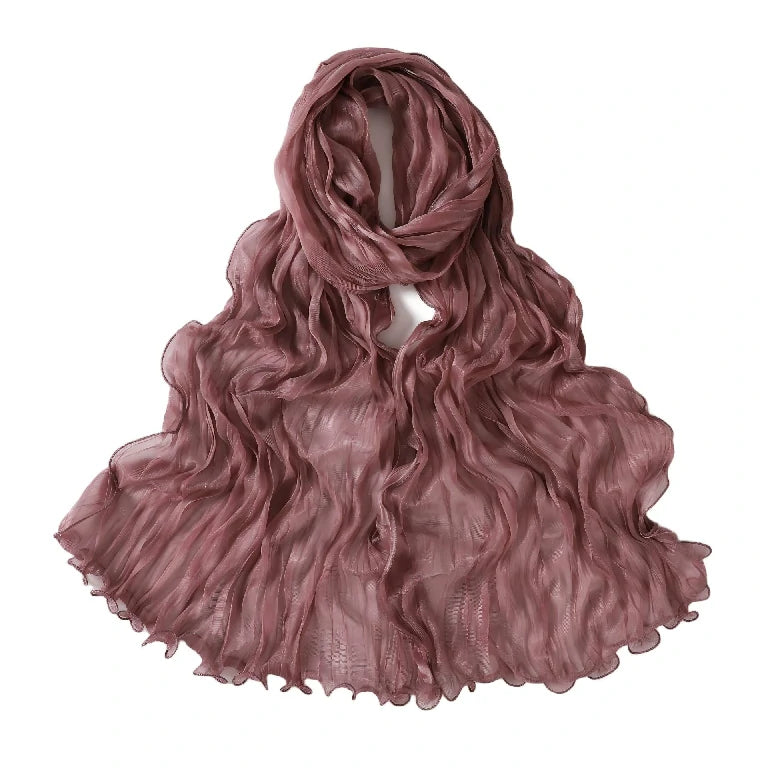 Wholesale Premium Ruffle Edge Pleated Hijab Lightweight Crinkle Textured Scarf