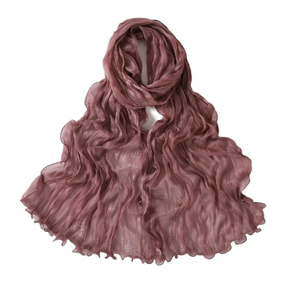 Wholesale Premium Ruffle Edge Pleated Hijab Lightweight Crinkle Textured Scarf