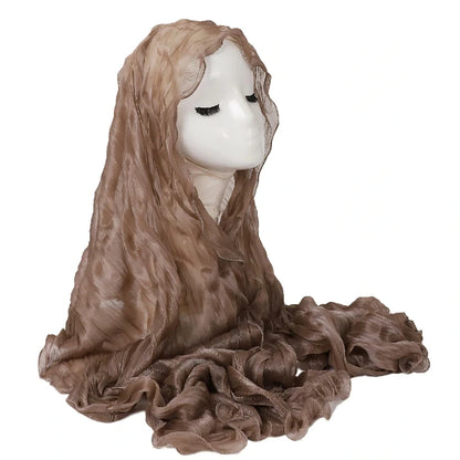 Wholesale Premium Ruffle Edge Pleated Hijab Lightweight Crinkle Textured Scarf