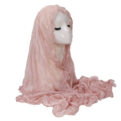 Wholesale Premium Ruffle Edge Pleated Hijab Lightweight Crinkle Textured Scarf