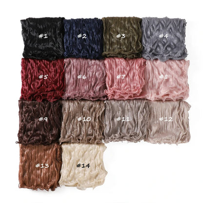 Wholesale Premium Ruffle Edge Pleated Hijab Lightweight Crinkle Textured Scarf