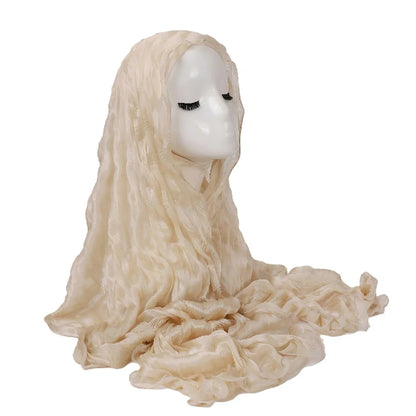 Wholesale Premium Ruffle Edge Pleated Hijab Lightweight Crinkle Textured Scarf