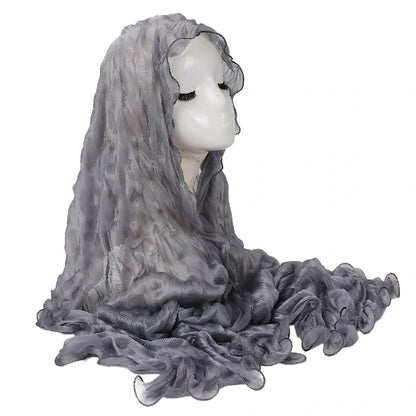 Wholesale Premium Ruffle Edge Pleated Hijab Lightweight Crinkle Textured Scarf