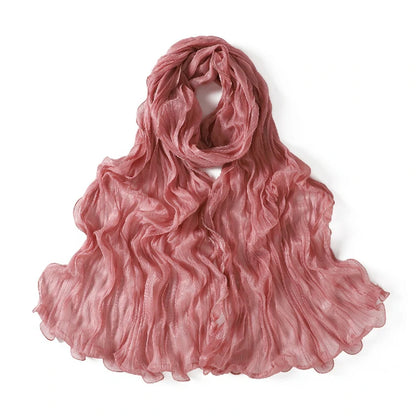 Wholesale Premium Ruffle Edge Pleated Hijab Lightweight Crinkle Textured Scarf