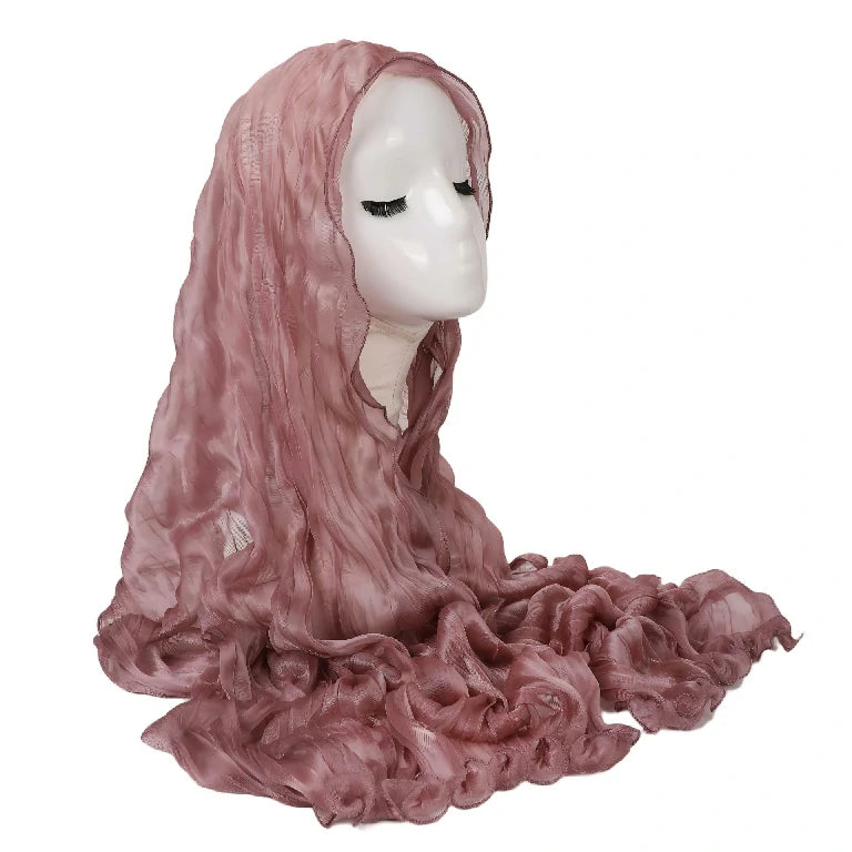 Wholesale Premium Ruffle Edge Pleated Hijab Lightweight Crinkle Textured Scarf