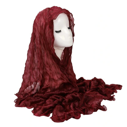Wholesale Premium Ruffle Edge Pleated Hijab Lightweight Crinkle Textured Scarf