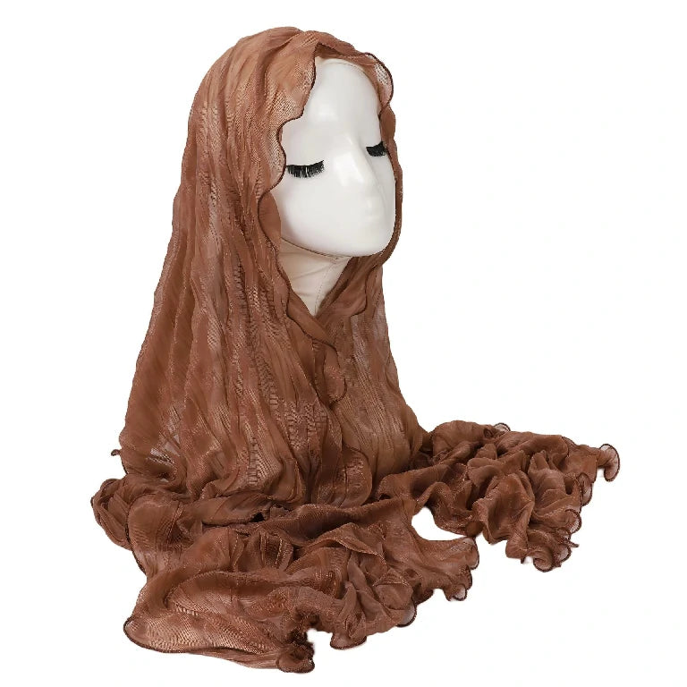 Wholesale Premium Ruffle Edge Pleated Hijab Lightweight Crinkle Textured Scarf