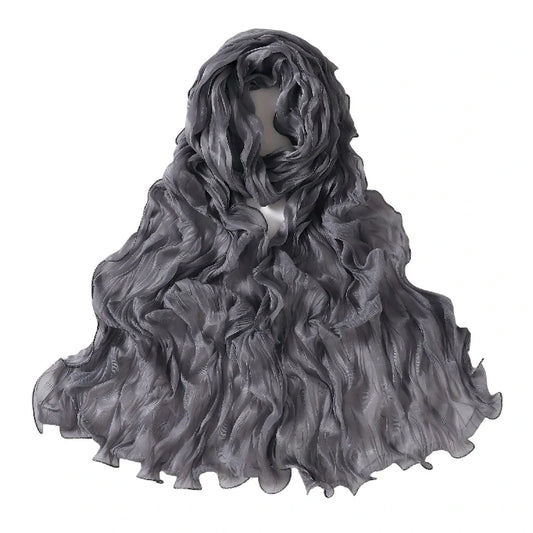 Wholesale Premium Ruffle Edge Pleated Hijab Lightweight Crinkle Textured Scarf