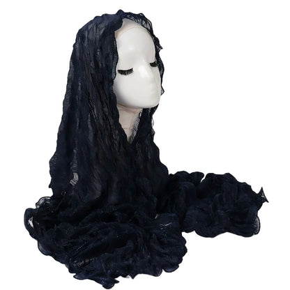 Wholesale Premium Ruffle Edge Pleated Hijab Lightweight Crinkle Textured Scarf