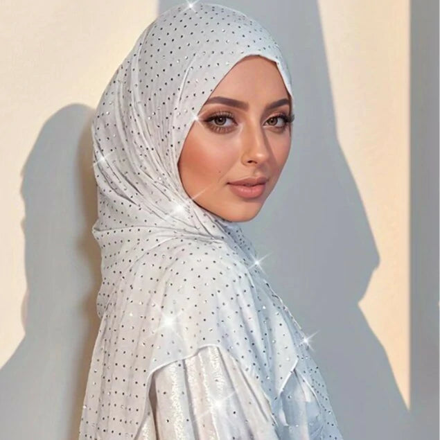 White Sequined Hijab Scarf