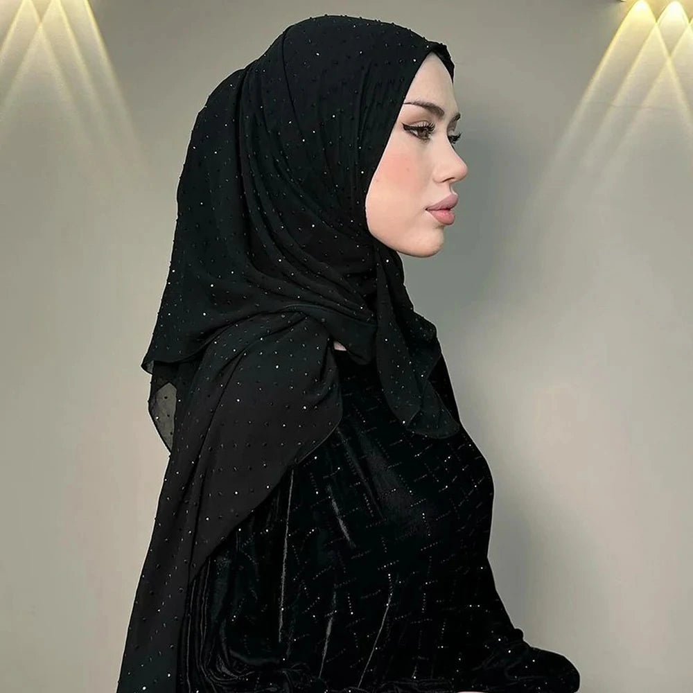 black Sequined Hijab Scarf