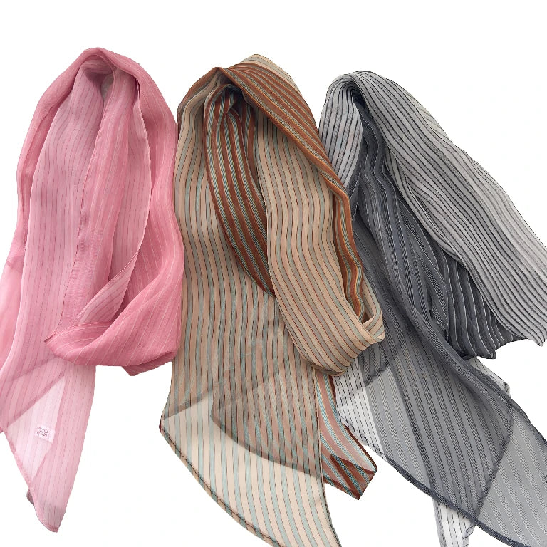 Wholesale Soft Breathable Striped Skinny Scarf Summer Lightweight Neckwear