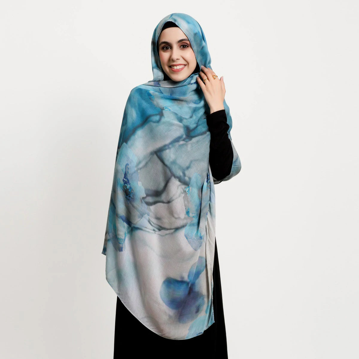 Wholesale Stylish Modal Soft Pastel Marble Print Hijab Fluid Ink Abstract Scarf