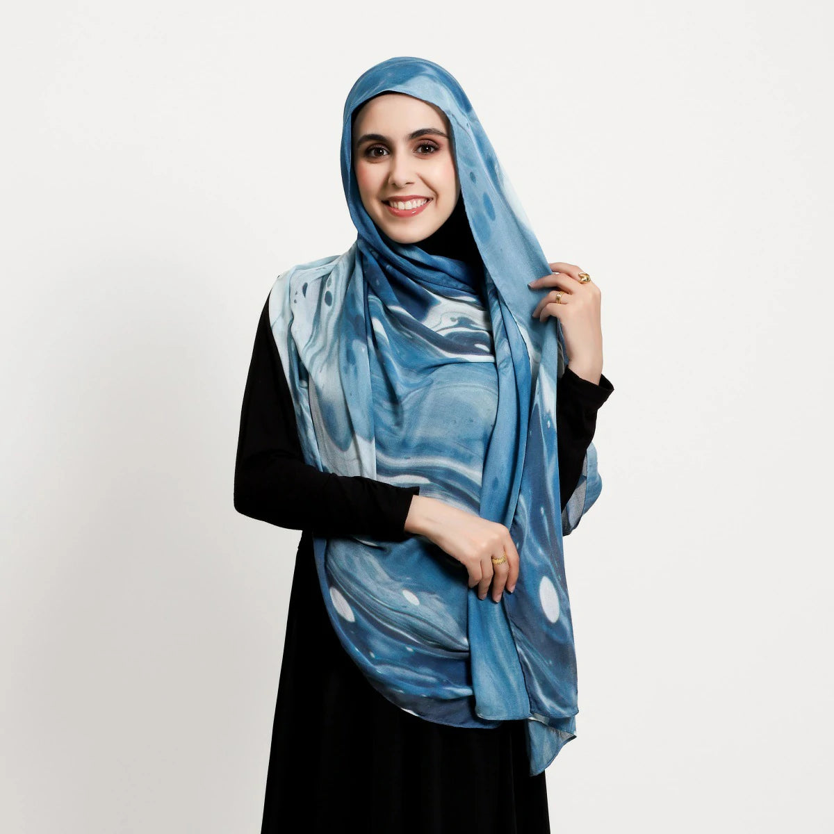 Wholesale Stylish Modal Soft Pastel Marble Print Hijab Fluid Ink Abstract Scarf