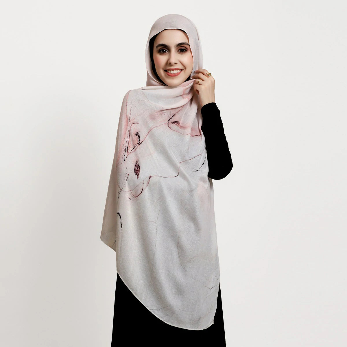 Wholesale Stylish Modal Soft Pastel Marble Print Hijab Fluid Ink Abstract Scarf