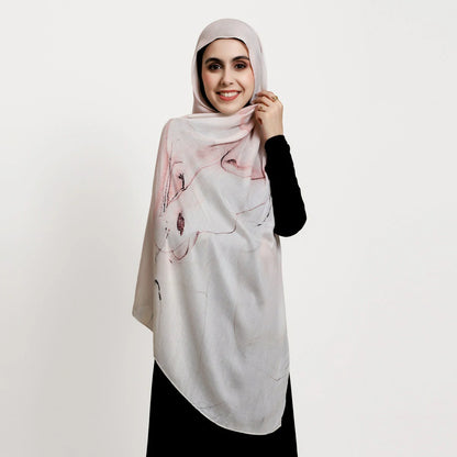 Wholesale Stylish Modal Soft Pastel Marble Print Hijab Fluid Ink Abstract Scarf