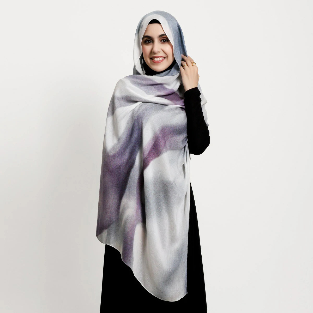 Wholesale Stylish Modal Soft Pastel Marble Print Hijab Fluid Ink Abstract Scarf