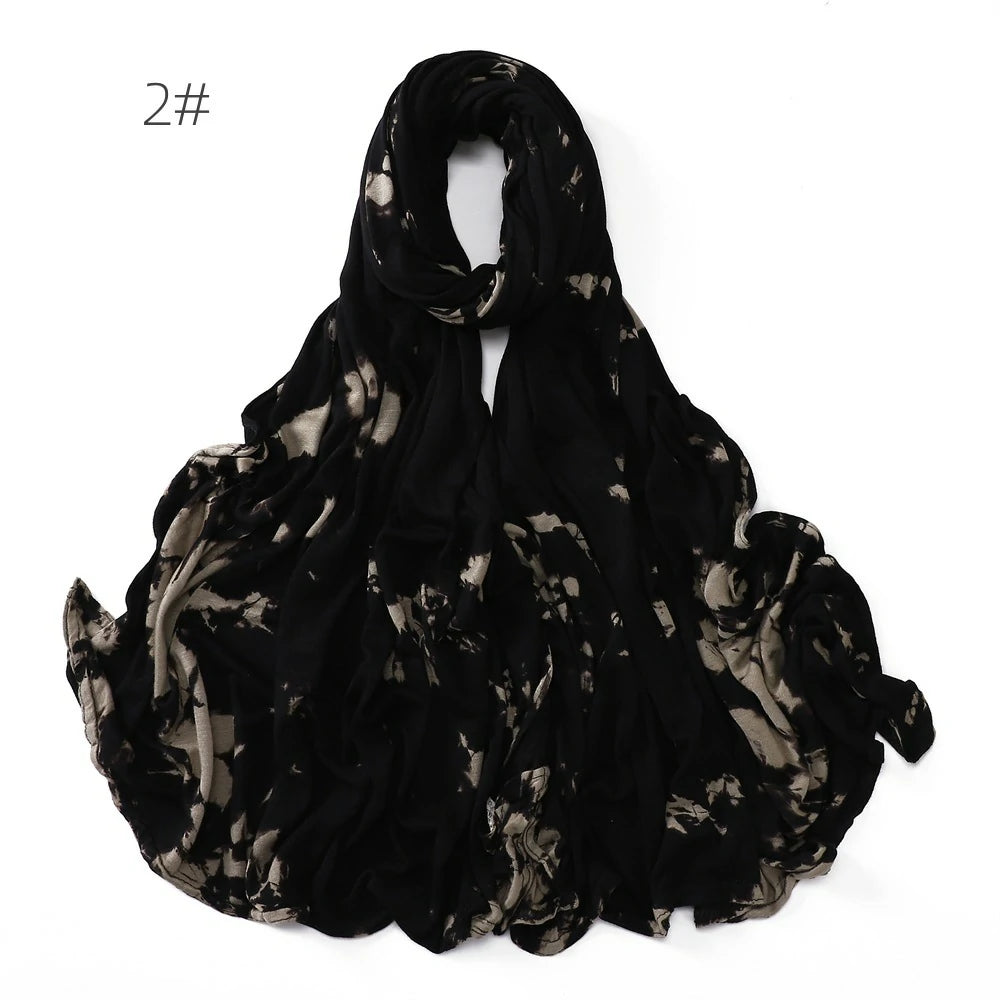 Wholesale Tie Dye Jersey Hijab Rainbow Stretchy Modal Scarf