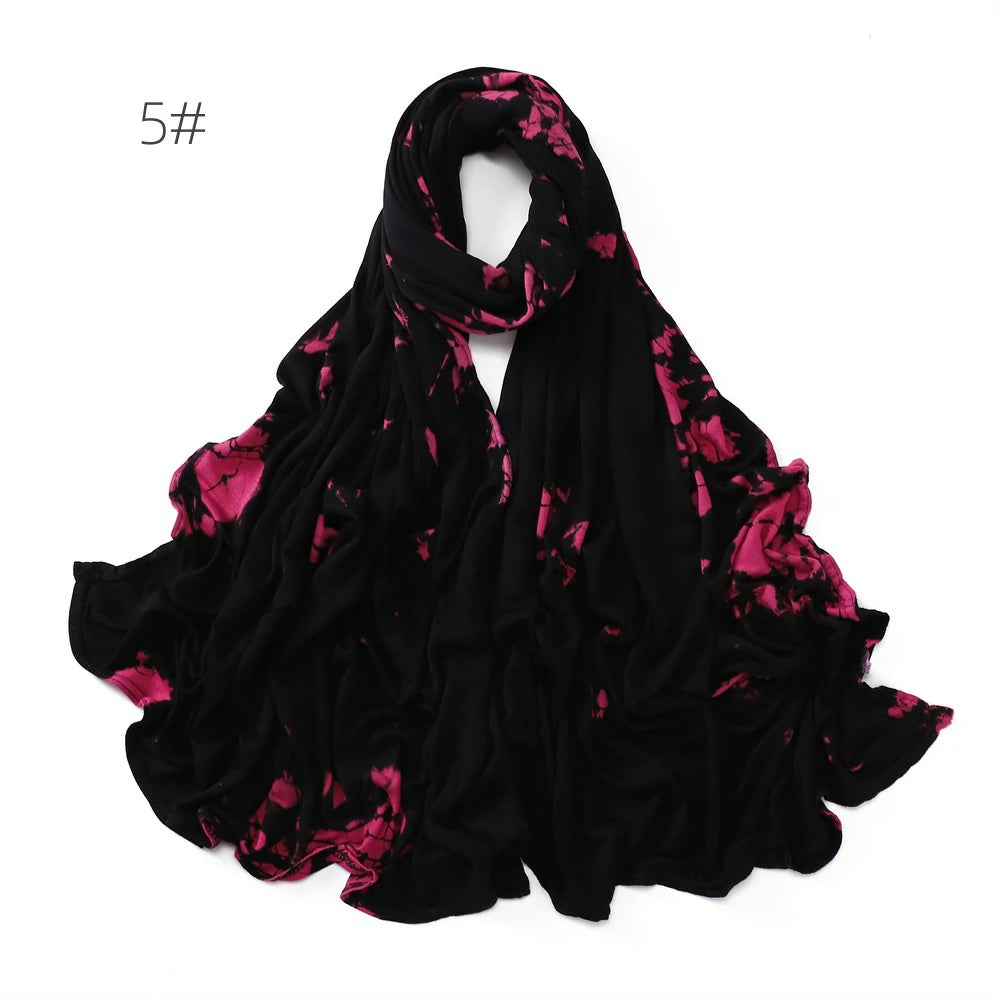 Wholesale Tie Dye Jersey Hijab Rainbow Stretchy Modal Scarf