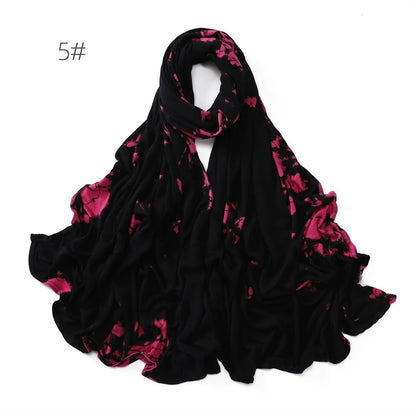 Wholesale Tie Dye Jersey Hijab Rainbow Stretchy Modal Scarf