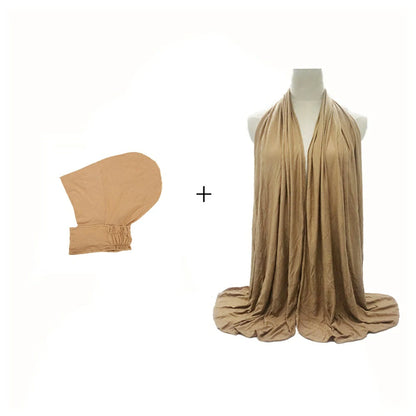 Wholesale Two Piece Jersey Hijab Cloud Dancer Modal Ninja Underscarf