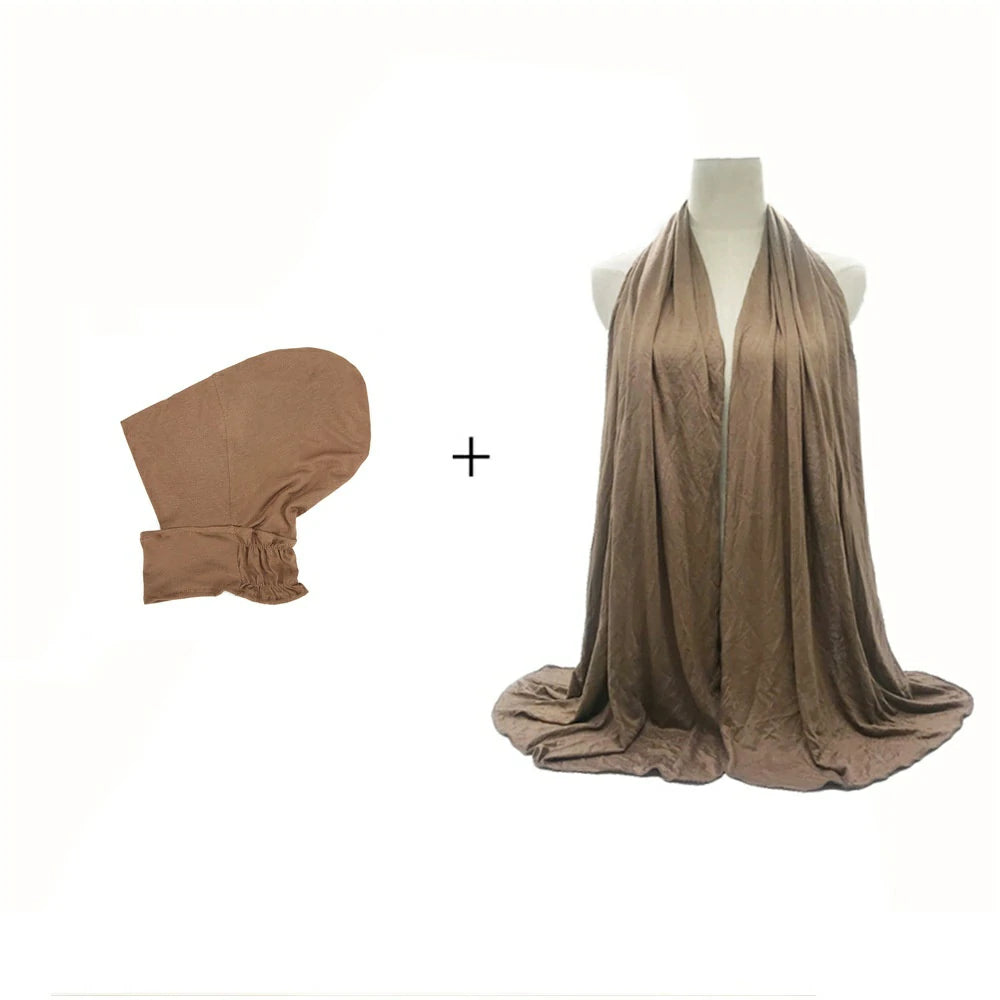 Wholesale Two Piece Jersey Hijab Cloud Dancer Modal Ninja Underscarf