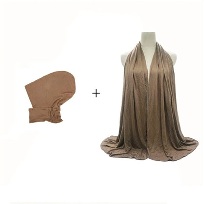 Wholesale Two Piece Jersey Hijab Cloud Dancer Modal Ninja Underscarf