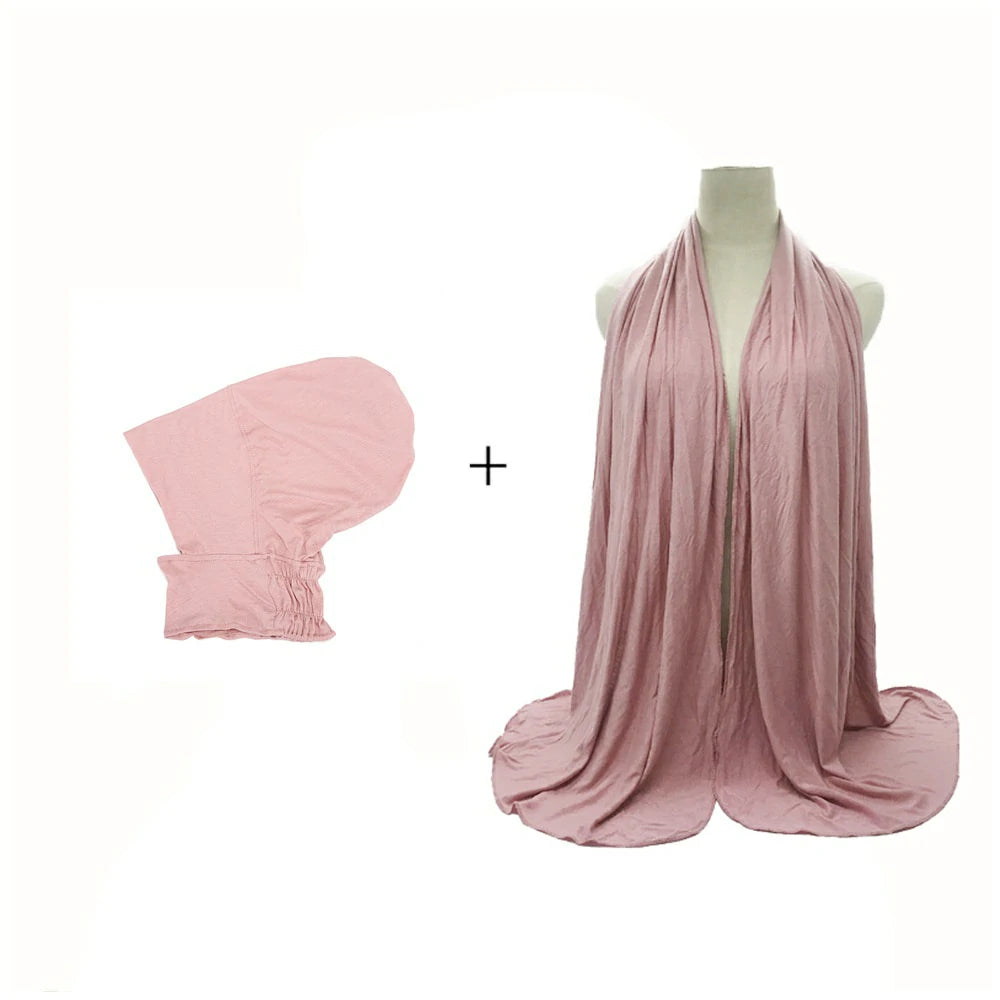 Wholesale Two Piece Jersey Hijab Cloud Dancer Modal Ninja Underscarf