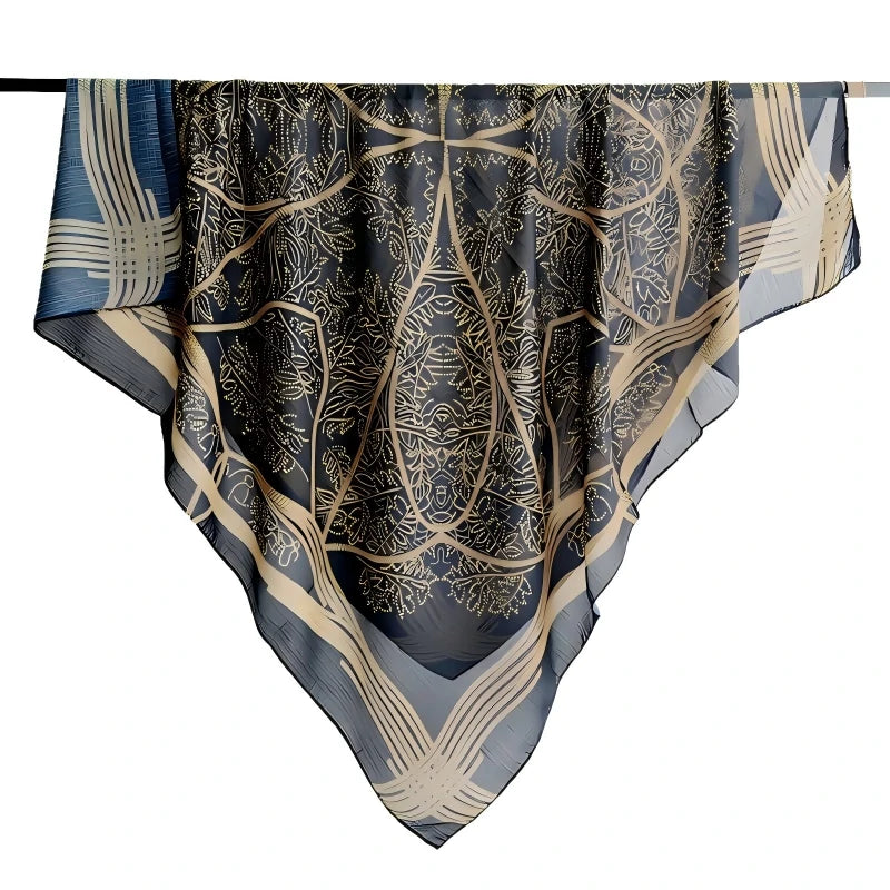 Wholesale Vintage Bohemian Geometric Print Large Square Scarf Frayed Edge Shawl
