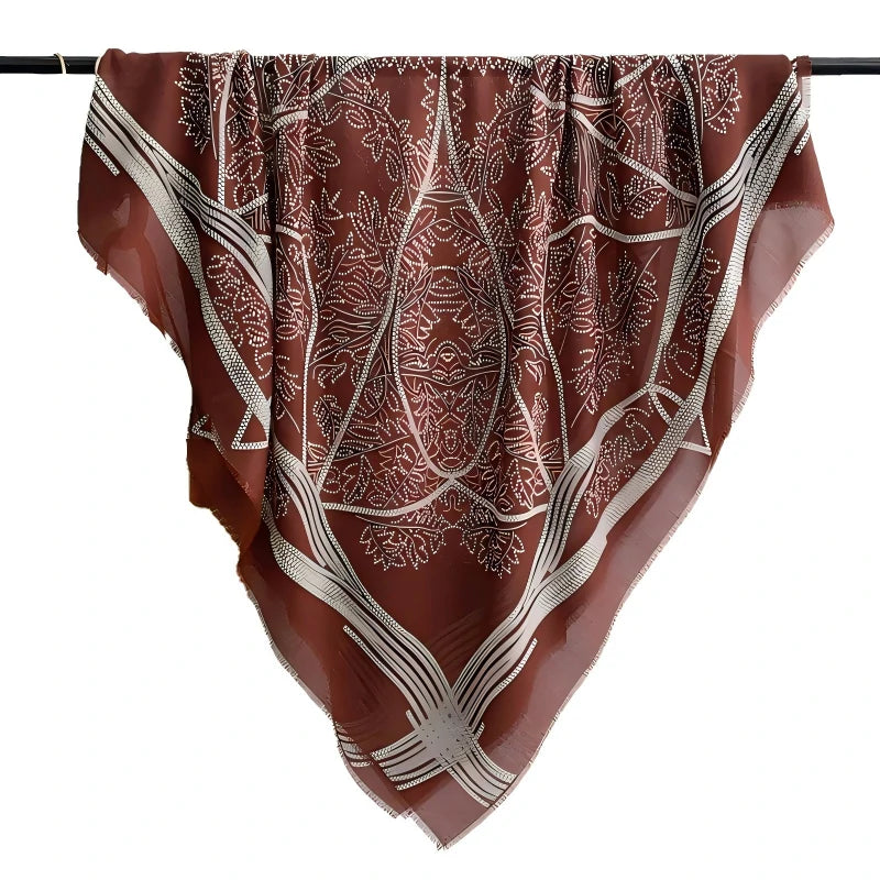 Wholesale Vintage Bohemian Geometric Print Large Square Scarf Frayed Edge Shawl