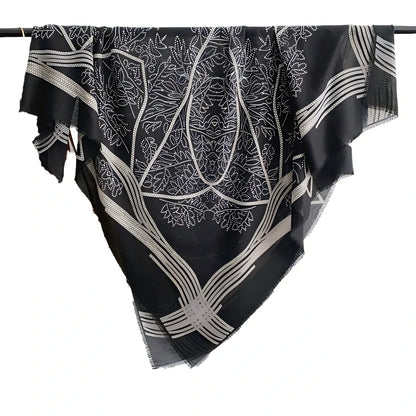 Wholesale Vintage Bohemian Geometric Print Large Square Scarf Frayed Edge Shawl