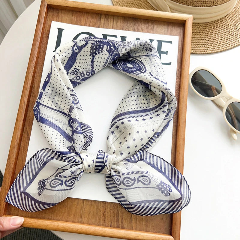 Wholesale Vintage Equestrian Print Faux Silk Square Scarf
