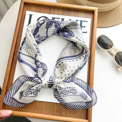Wholesale Vintage Equestrian Print Faux Silk Square Scarf