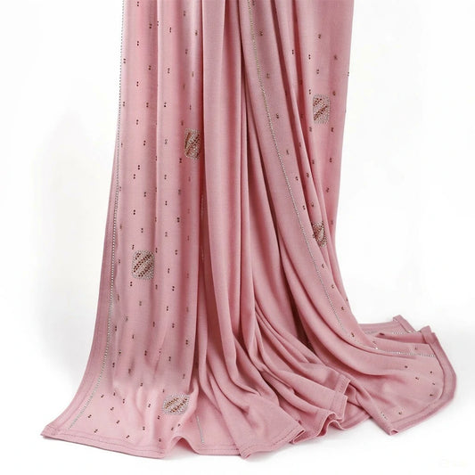Wholesale Wholesale Jersey Hijab Rhinestone Embellished Muslim Scarf