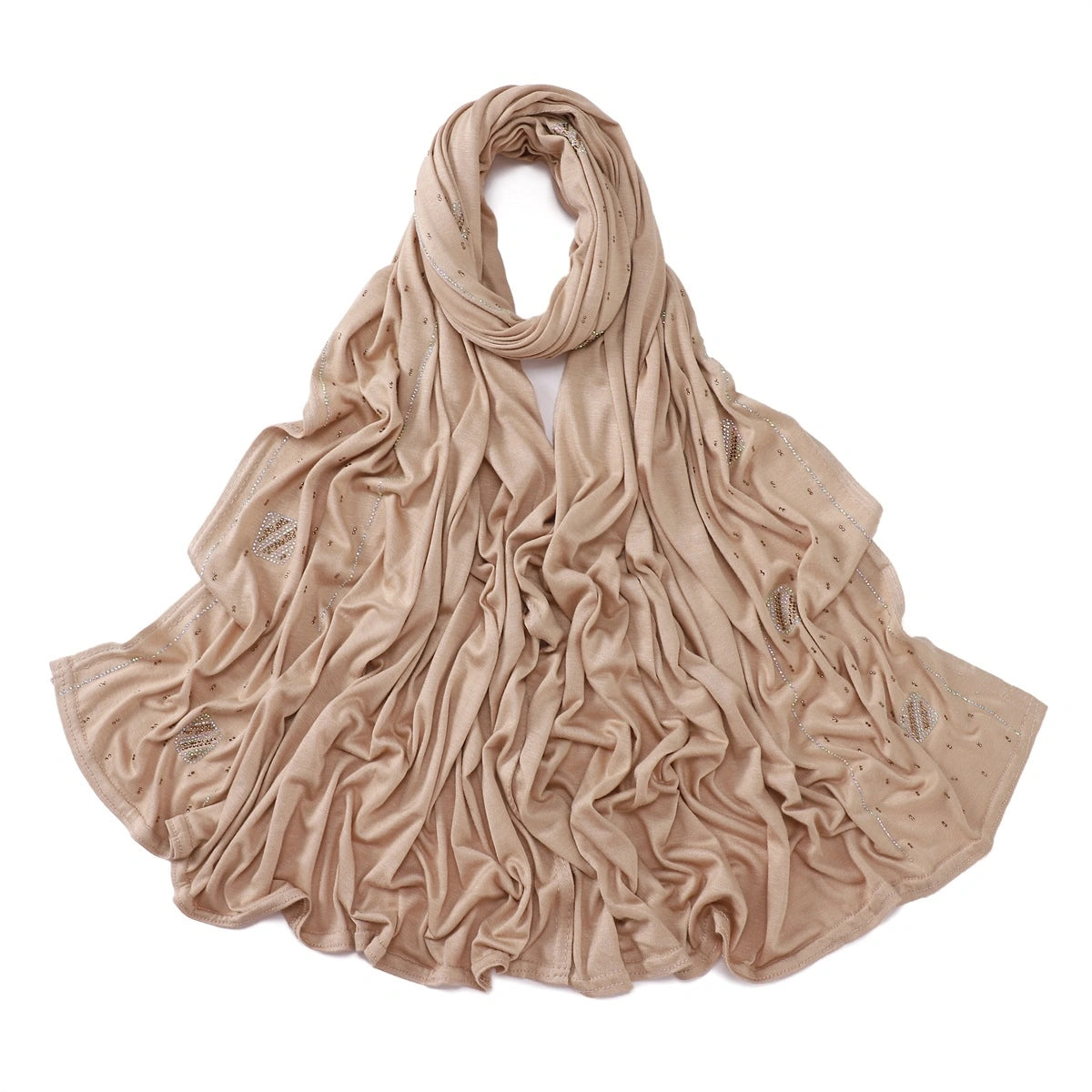 Wholesale Wholesale Jersey Hijab Rhinestone Embellished Muslim Scarf
