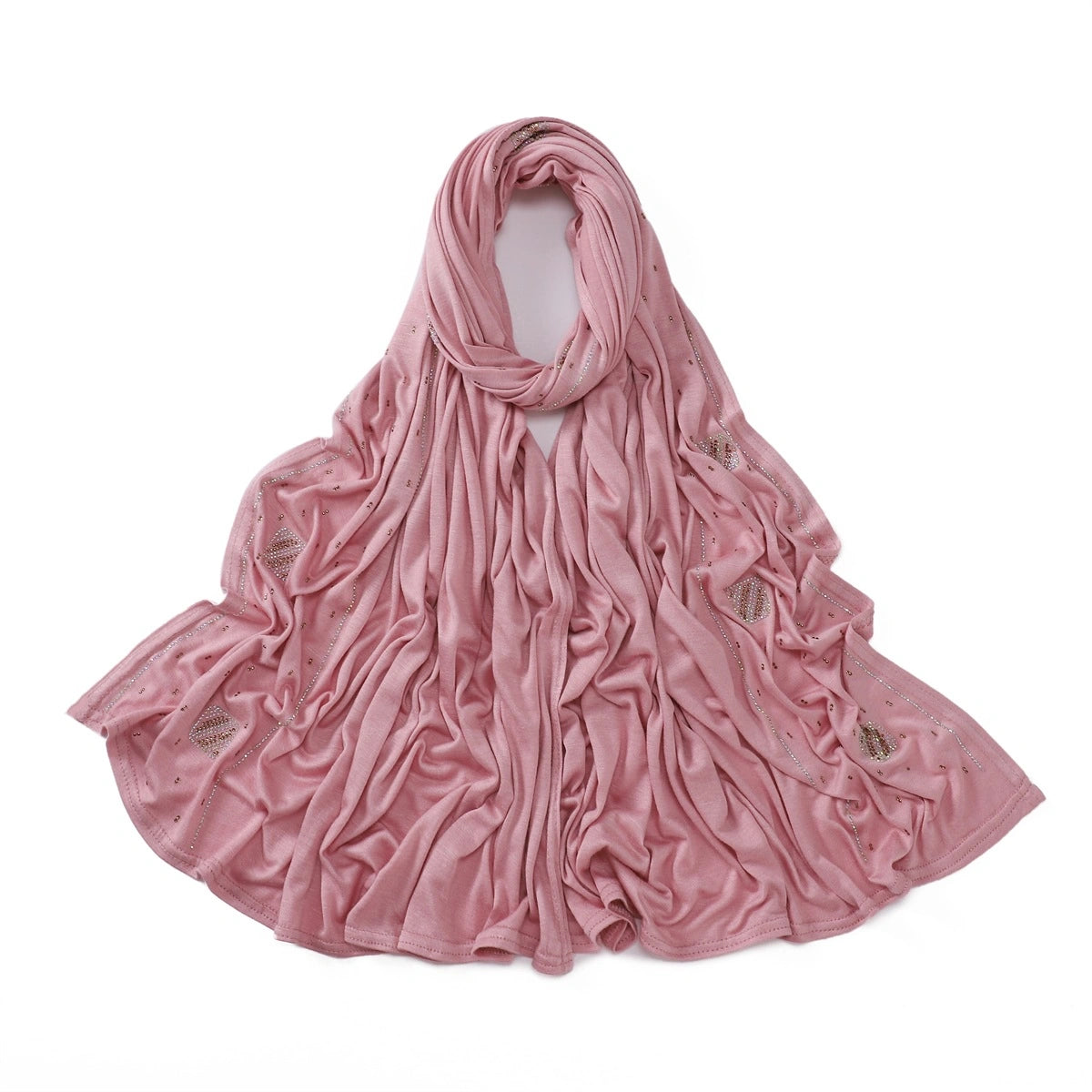 Wholesale Wholesale Jersey Hijab Rhinestone Embellished Muslim Scarf