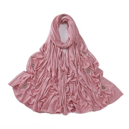 Wholesale Wholesale Jersey Hijab Rhinestone Embellished Muslim Scarf
