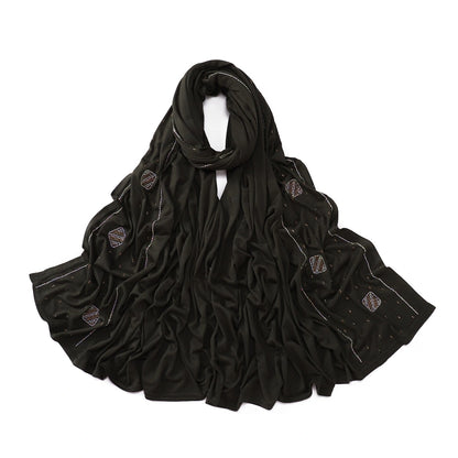 Wholesale Wholesale Jersey Hijab Rhinestone Embellished Muslim Scarf