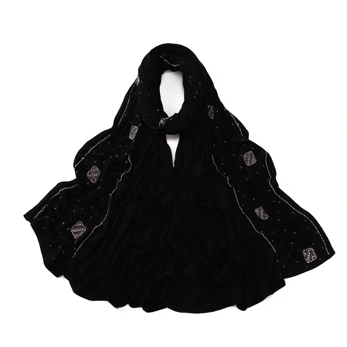 Wholesale Wholesale Jersey Hijab Rhinestone Embellished Muslim Scarf