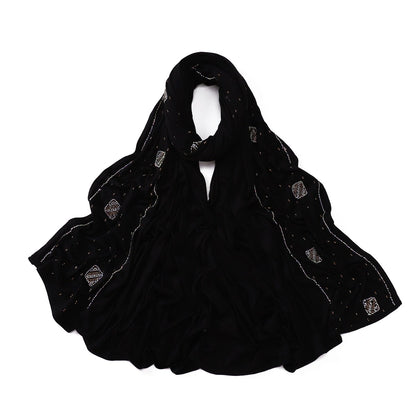 Wholesale Wholesale Jersey Hijab Rhinestone Embellished Muslim Scarf