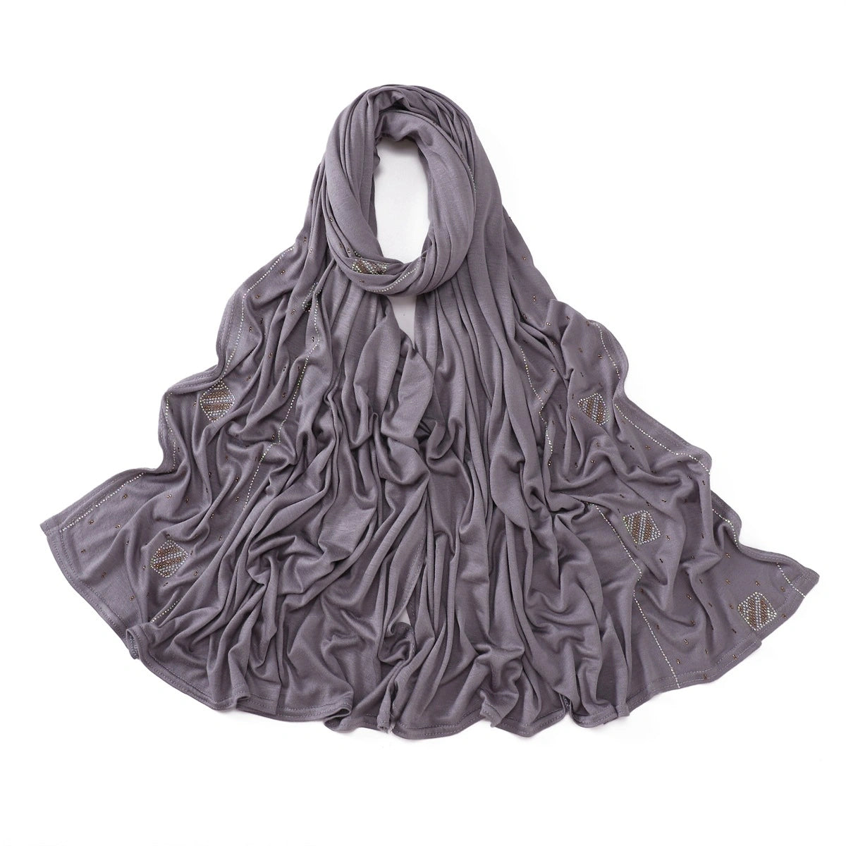Wholesale Wholesale Jersey Hijab Rhinestone Embellished Muslim Scarf