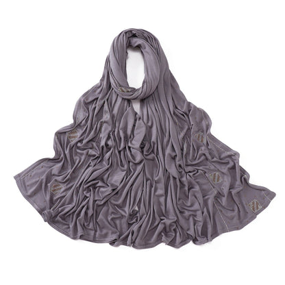 Wholesale Wholesale Jersey Hijab Rhinestone Embellished Muslim Scarf