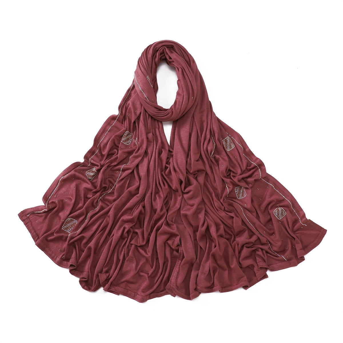 Wholesale Wholesale Jersey Hijab Rhinestone Embellished Muslim Scarf