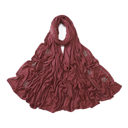 Wholesale Wholesale Jersey Hijab Rhinestone Embellished Muslim Scarf