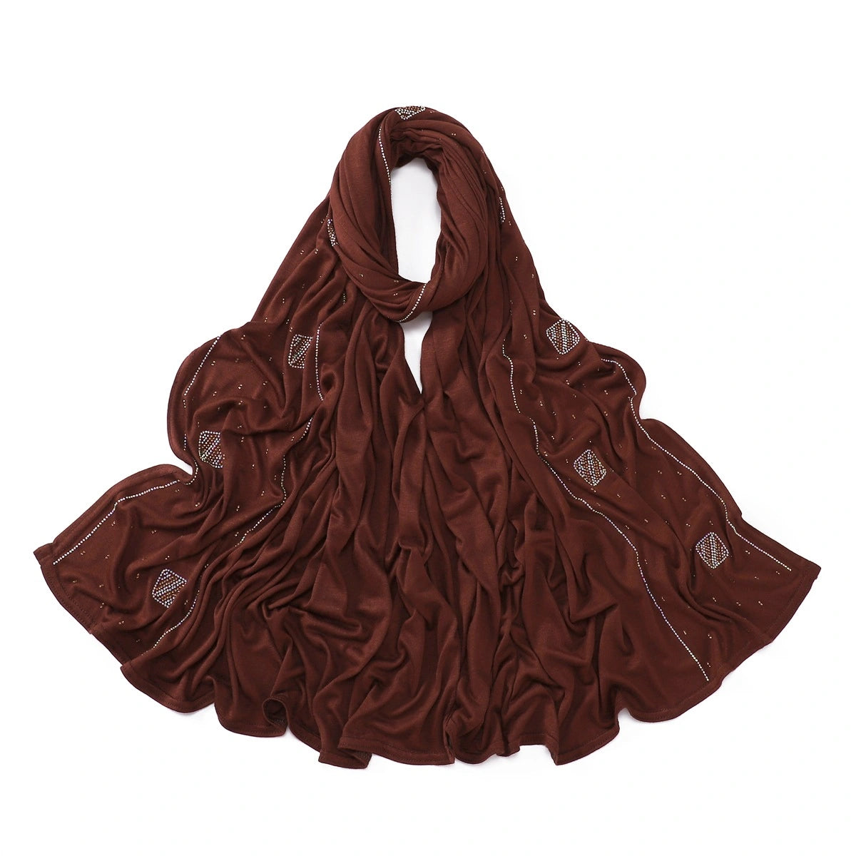 Wholesale Wholesale Jersey Hijab Rhinestone Embellished Muslim Scarf